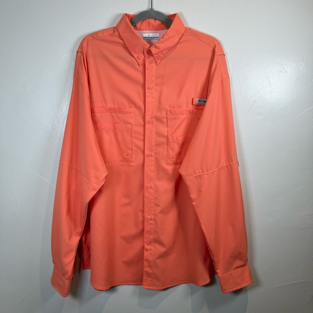 Columbia PFG Omni Shade Vented Peach Long Sleeve Shirt Size XL Fishing Outdoor